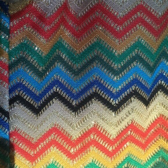 CHEVRON SPARKLE peplum multi colors zip knit Sz L - Picture 3 of 8